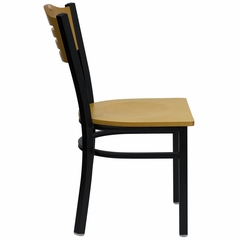 HERCULES Slat Back Black Metal Chair with Natural Wood Seat and Back - XU-DG-6G7B-SLAT-NATW-GG