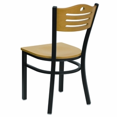 HERCULES Slat Back Black Metal Chair with Natural Wood Seat and Back - XU-DG-6G7B-SLAT-NATW-GG