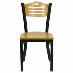 HERCULES Slat Back Black Metal Chair with Natural Wood Seat and Back - XU-DG-6G7B-SLAT-NATW-GG