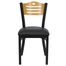 HERCULES Slat Back Black Metal Restaurant Dining Chair with Black Vinyl Seat and Natural Wood Back - XU-DG-6G7B-SLAT-BLKV-GG