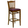 HERCULES Vertical Slat Back Cherry Wood Bar Stool with Burgundy Vinyl Seat - XU-DGW0008BARVRT-CHY-BURV-GG