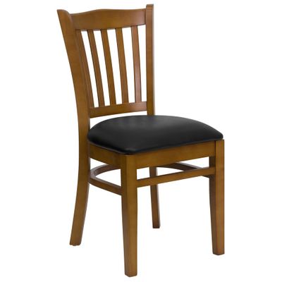 HERCULES Vertical Slat Back Cherry Wood Chair with Black Vinyl Seat - XU-DGW0008VRT-CHY-BLKV-GG
