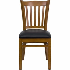 HERCULES Vertical Slat Back Cherry Wood Chair with Black Vinyl Seat - XU-DGW0008VRT-CHY-BLKV-GG