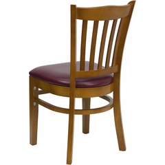 HERCULES Vertical Slat Back Cherry Wood Chair with Burgundy Vinyl Seat - XU-DGW0008VRT-CHY-BURV-GG