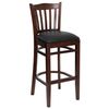 HERCULES Vertical Slat Back Mahogany Wood Bar Stool with Black Vinyl Seat - XU-DGW0008BARVRT-MAH-BLKV-GG