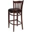 HERCULES Vertical Slat Back Mahogany Wood Bar Stool with Black Vinyl Seat - XU-DGW0008BARVRT-MAH-BLKV-GG