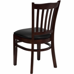 HERCULES Vertical Slat Back Mahogany Wood Chair with Black Vinyl Seat - XU-DGW0008VRT-MAH-BLKV-GG