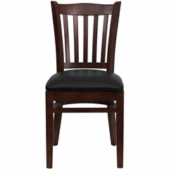 HERCULES Vertical Slat Back Mahogany Wood Chair with Black Vinyl Seat - XU-DGW0008VRT-MAH-BLKV-GG