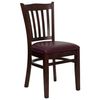 HERCULES Vertical Slat Back Mahogany Wood Chair with Burgundy Vinyl Seat - XU-DGW0008VRT-MAH-BURV-GG