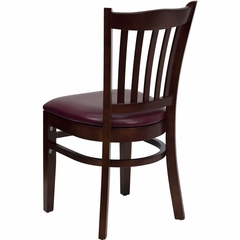 HERCULES Vertical Slat Back Mahogany Wood Chair with Burgundy Vinyl Seat - XU-DGW0008VRT-MAH-BURV-GG