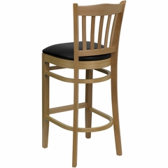 HERCULES Vertical Slat Back Natural Wood Bar Stool with Black Vinyl Seat - XU-DGW0008BARVRT-NAT-BLKV-GG