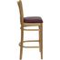 HERCULES Vertical Slat Back Natural Wood Bar Stool with Burgundy Vinyl Seat - XU-DGW0008BARVRT-NAT-BURV-GG