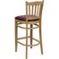 HERCULES Vertical Slat Back Natural Wood Bar Stool with Burgundy Vinyl Seat - XU-DGW0008BARVRT-NAT-BURV-GG