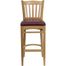HERCULES Vertical Slat Back Natural Wood Bar Stool with Burgundy Vinyl Seat - XU-DGW0008BARVRT-NAT-BURV-GG