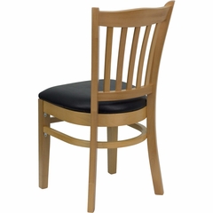 HERCULES Vertical Slat Back Natural Wood Chair with Black Vinyl Seat - XU-DGW0008VRT-NAT-BLKV-GG