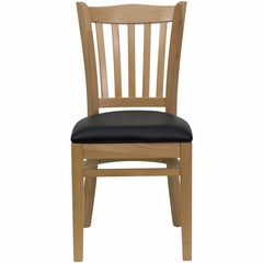 HERCULES Vertical Slat Back Natural Wood Chair with Black Vinyl Seat - XU-DGW0008VRT-NAT-BLKV-GG