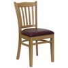 HERCULES Vertical Slat Back Natural Wood Chair with Burgundy Vinyl Seat - XU-DGW0008VRT-NAT-BURV-GG