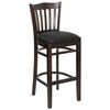 HERCULES Vertical Slat Back Walnut Wood Bar Stool with Black Vinyl Seat - XU-DGW0008BARVRT-WAL-BLKV-GG