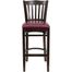 HERCULES Vertical Slat Back Walnut Wood Bar Stool with Burgundy Vinyl Seat - XU-DGW0008BARVRT-WAL-BURV-GG