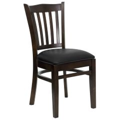 HERCULES Vertical Slat Back Walnut Wood Chair with Black Vinyl Seat - XU-DGW0008VRT-WAL-BLKV-GG