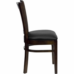 HERCULES Vertical Slat Back Walnut Wood Chair with Black Vinyl Seat - XU-DGW0008VRT-WAL-BLKV-GG