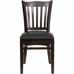 HERCULES Vertical Slat Back Walnut Wood Chair with Black Vinyl Seat - XU-DGW0008VRT-WAL-BLKV-GG