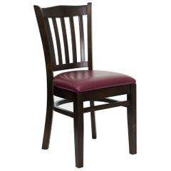 HERCULES Vertical Slat Back Walnut Wood Chair with Burgundy Vinyl Seat - XU-DGW0008VRT-WAL-BURV-GG