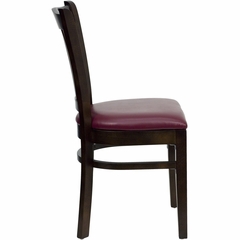 HERCULES Vertical Slat Back Walnut Wood Chair with Burgundy Vinyl Seat - XU-DGW0008VRT-WAL-BURV-GG