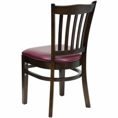 HERCULES Vertical Slat Back Walnut Wood Chair with Burgundy Vinyl Seat - XU-DGW0008VRT-WAL-BURV-GG