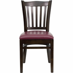 HERCULES Vertical Slat Back Walnut Wood Chair with Burgundy Vinyl Seat - XU-DGW0008VRT-WAL-BURV-GG