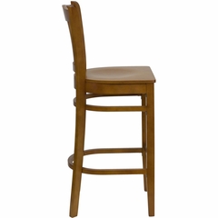 HERCULES Vertical Slat Back Wood Bar Stool with Cherry Finish - XU-DGW0008BARVRT-CHY-GG