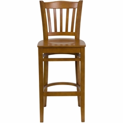 HERCULES Vertical Slat Back Wood Bar Stool with Cherry Finish - XU-DGW0008BARVRT-CHY-GG