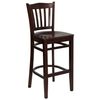 HERCULES Vertical Slat Back Wood Bar Stool with Mahogany Finish - XU-DGW0008BARVRT-MAH-GG