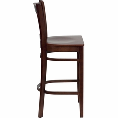 HERCULES Vertical Slat Back Wood Bar Stool with Mahogany Finish - XU-DGW0008BARVRT-MAH-GG