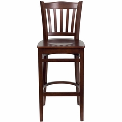 HERCULES Vertical Slat Back Wood Bar Stool with Mahogany Finish - XU-DGW0008BARVRT-MAH-GG
