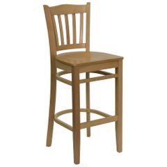 HERCULES Vertical Slat Back Wood Bar Stool with Natural Finish - XU-DGW0008BARVRT-NAT-GG