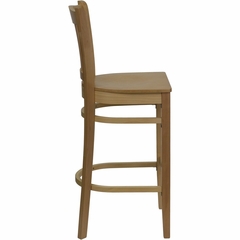 HERCULES Vertical Slat Back Wood Bar Stool with Natural Finish - XU-DGW0008BARVRT-NAT-GG