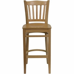 HERCULES Vertical Slat Back Wood Bar Stool with Natural Finish - XU-DGW0008BARVRT-NAT-GG