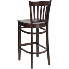 HERCULES Vertical Slat Back Wood Bar Stool with Walnut Finish - XU-DGW0008BARVRT-WAL-GG