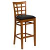 HERCULES Window Back Wood Restaurant Bar Stool - Black Vinyl Seat, Cherry Finish - XU-DGW0007BARWIN-CHY-BLKV-GG