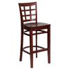 HERCULES Window Back Wood Restaurant Bar Stool - Mahogany Finish - XU-DGW0007BARWIN-MAH-GG