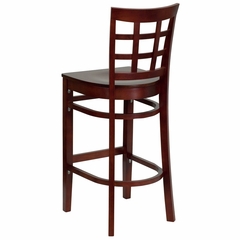 HERCULES Window Back Wood Restaurant Bar Stool - Mahogany Finish - XU-DGW0007BARWIN-MAH-GG
