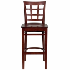 HERCULES Window Back Wood Restaurant Bar Stool - Mahogany Finish - XU-DGW0007BARWIN-MAH-GG