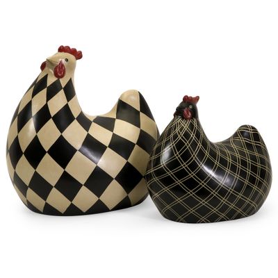 Herrick Black and White Chickens (Set of 2) - IMAX - 19095-2