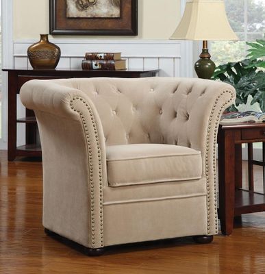 High-Back Accent Chair in Beige - 902034