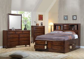 Hillary Eastern King Size Bedroom Furniture Set in Warm Brown - Coaster - 200609KE-BSET