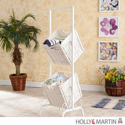 SEI 2-Tier Basket Storage - White