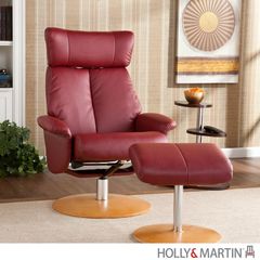 Holly & Martin Bennett Leather Recliner and Ottoman - Brick Red