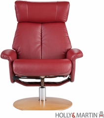 Holly & Martin Bennett Leather Recliner and Ottoman - Brick Red