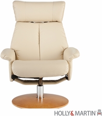 Holly & Martin Bennett Leather Recliner and Ottoman - French Vanilla
